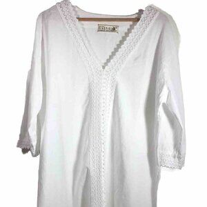 1064 NWT Seaspice Resort Wear Dress White Beach Swim Cover-Up Peruvian Cotton